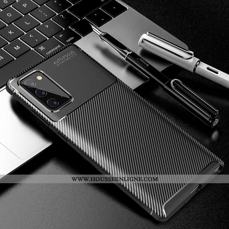 Étui Samsung Galaxy Note20 Délavé En Daim Tendance Noir Coque Simple Étoile Tout Compris