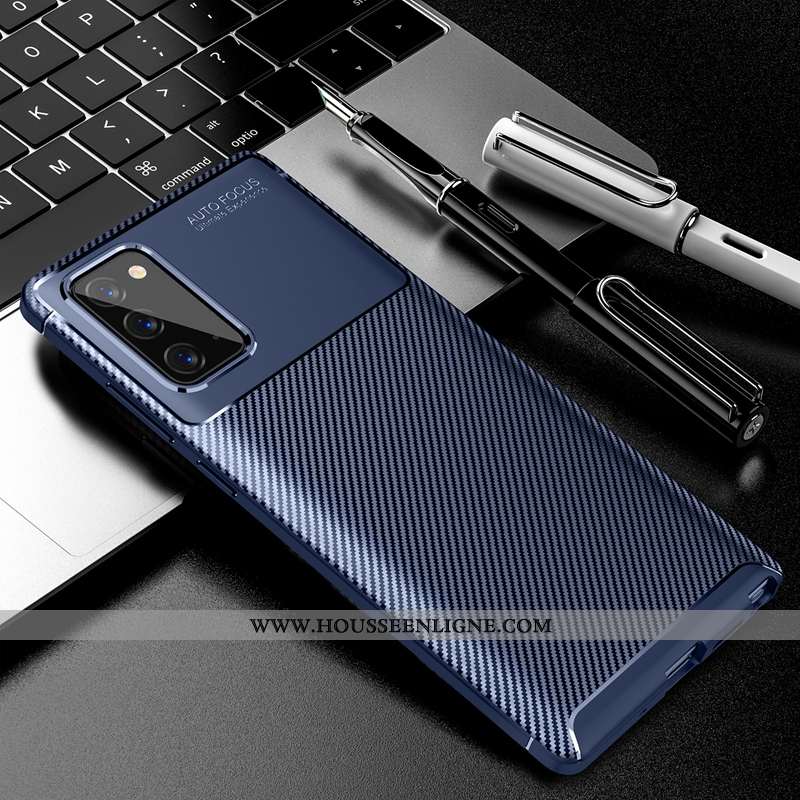 Étui Samsung Galaxy Note20 Délavé En Daim Tendance Noir Coque Simple Étoile Tout Compris