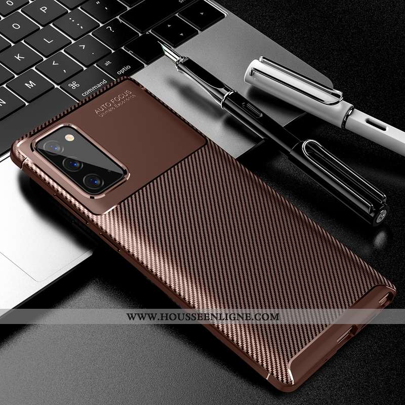 Étui Samsung Galaxy Note20 Délavé En Daim Tendance Noir Coque Simple Étoile Tout Compris
