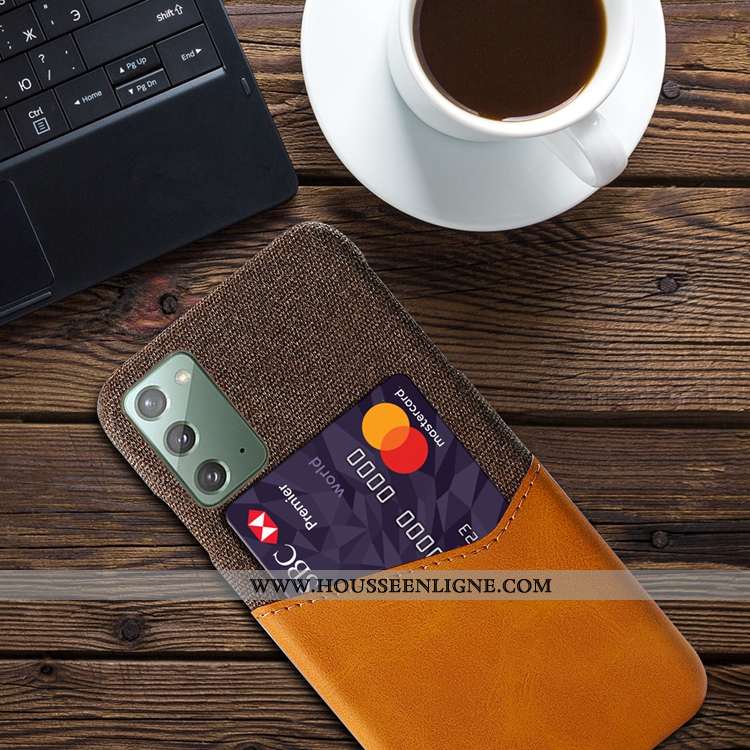 Étui Samsung Galaxy Note20 Délavé En Daim Étoile Jaune Incassable Téléphone Portable Carte Coque