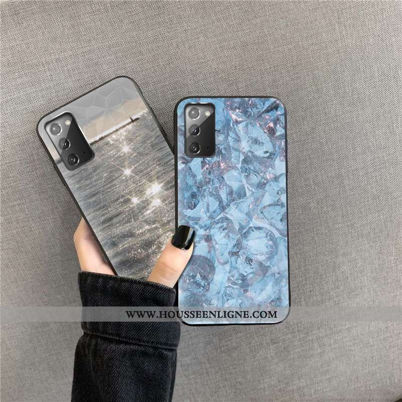 Étui Samsung Galaxy Note20 Modèle Fleurie Téléphone Portable Losange Cœur Incassable Étoile Coque Bl
