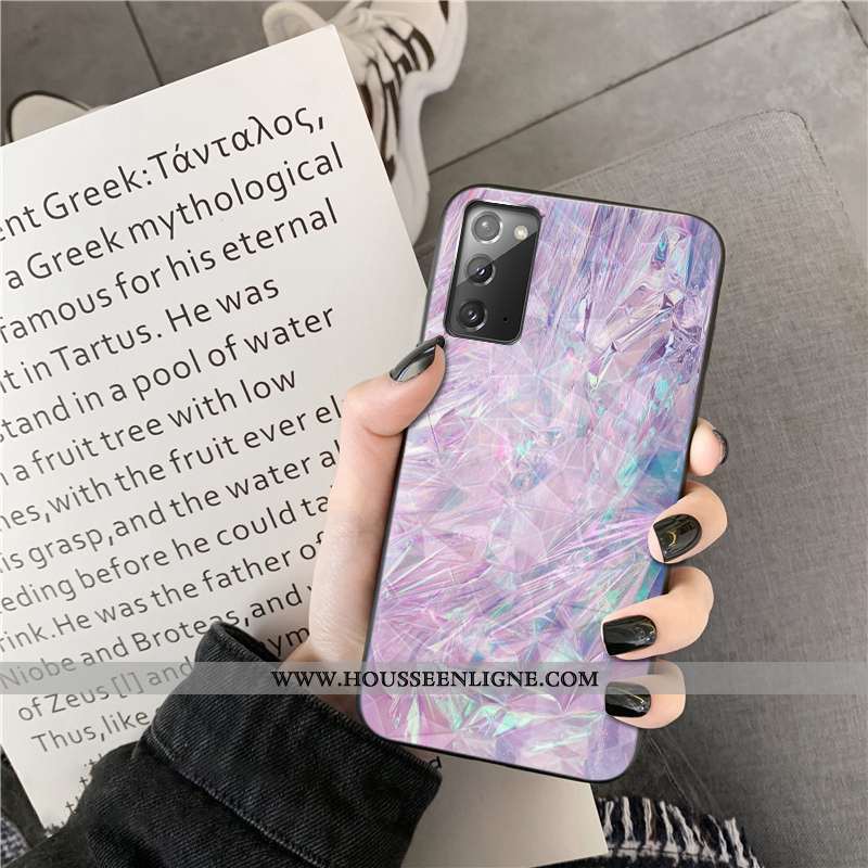 Étui Samsung Galaxy Note20 Modèle Fleurie Téléphone Portable Losange Cœur Incassable Étoile Coque Bl