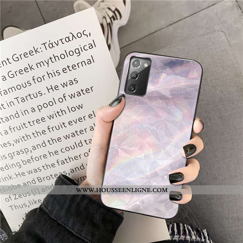 Étui Samsung Galaxy Note20 Modèle Fleurie Téléphone Portable Losange Cœur Incassable Étoile Coque Bl