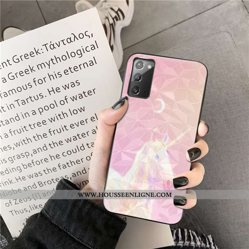Étui Samsung Galaxy Note20 Modèle Fleurie Téléphone Portable Losange Cœur Incassable Étoile Coque Bl