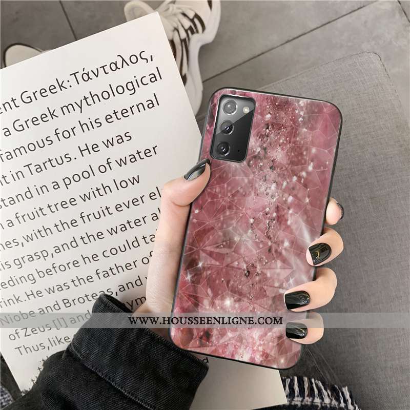 Étui Samsung Galaxy Note20 Modèle Fleurie Téléphone Portable Losange Cœur Incassable Étoile Coque Bl