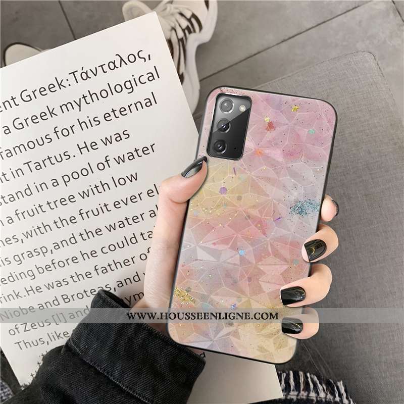 Étui Samsung Galaxy Note20 Modèle Fleurie Téléphone Portable Losange Cœur Incassable Étoile Coque Bl