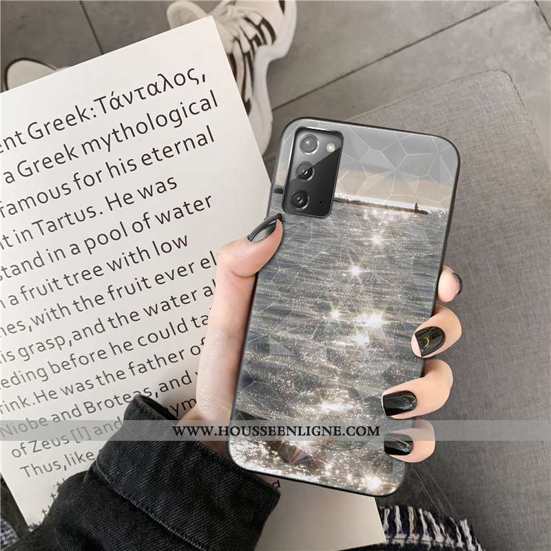Étui Samsung Galaxy Note20 Modèle Fleurie Téléphone Portable Losange Cœur Incassable Étoile Coque Bl
