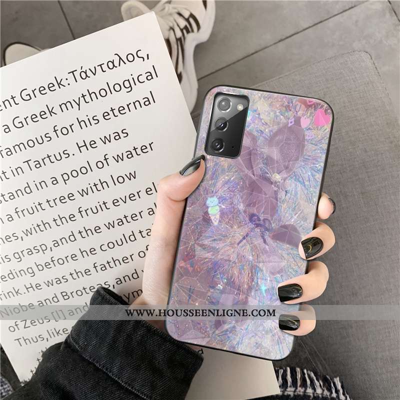 Étui Samsung Galaxy Note20 Modèle Fleurie Téléphone Portable Losange Cœur Incassable Étoile Coque Bl