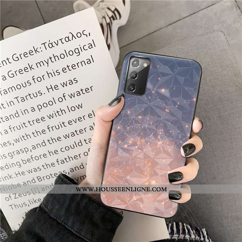 Étui Samsung Galaxy Note20 Modèle Fleurie Téléphone Portable Losange Cœur Incassable Étoile Coque Bl