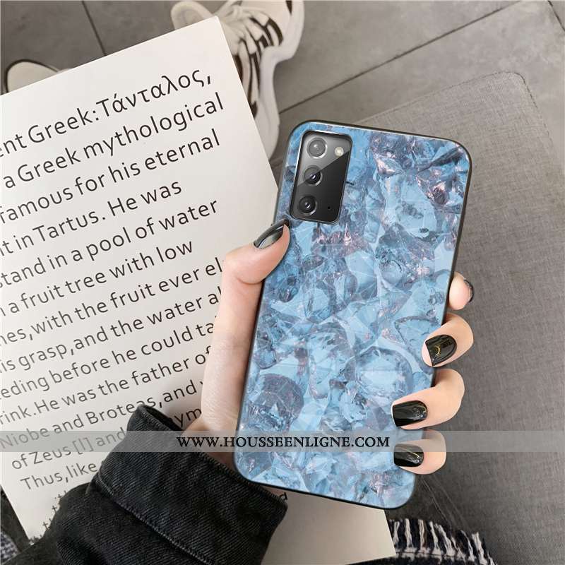 Étui Samsung Galaxy Note20 Modèle Fleurie Téléphone Portable Losange Cœur Incassable Étoile Coque Bl