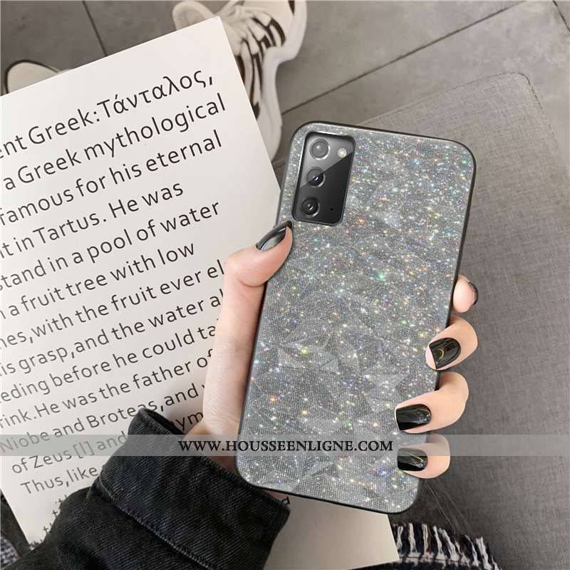 Étui Samsung Galaxy Note20 Modèle Fleurie Téléphone Portable Losange Cœur Incassable Étoile Coque Bl