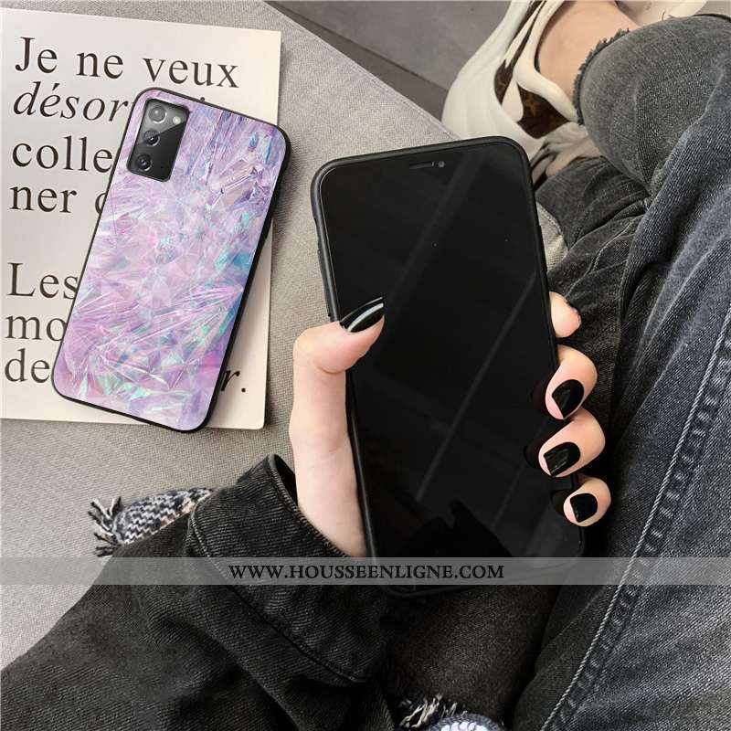 Étui Samsung Galaxy Note20 Modèle Fleurie Téléphone Portable Losange Cœur Incassable Étoile Coque Bl