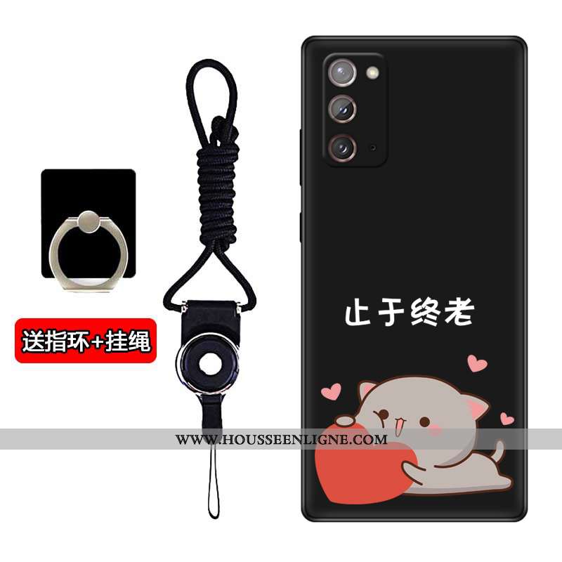 Étui Samsung Galaxy Note20 Silicone Délavé En Daim Téléphone Portable Étoile Évasé Noir Fluide Doux