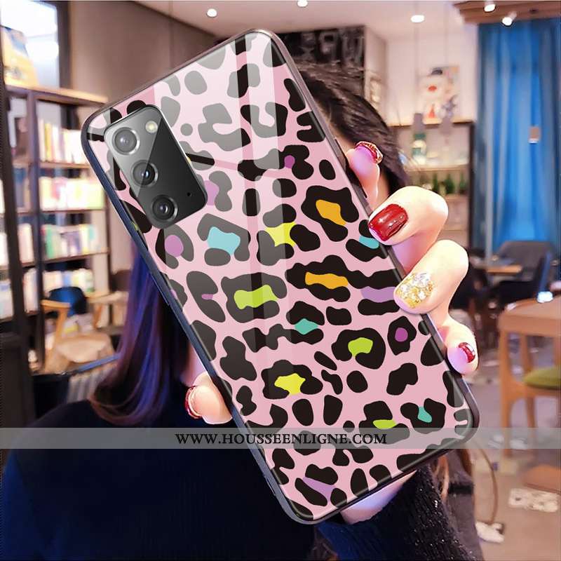 Étui Samsung Galaxy Note20 Tendance Modèle Fleurie Coque Incassable Rose Verre Tout Compris