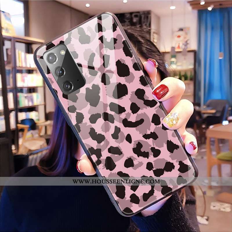 Étui Samsung Galaxy Note20 Tendance Modèle Fleurie Coque Incassable Rose Verre Tout Compris