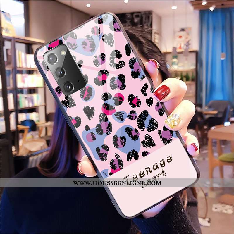 Étui Samsung Galaxy Note20 Tendance Modèle Fleurie Coque Incassable Rose Verre Tout Compris