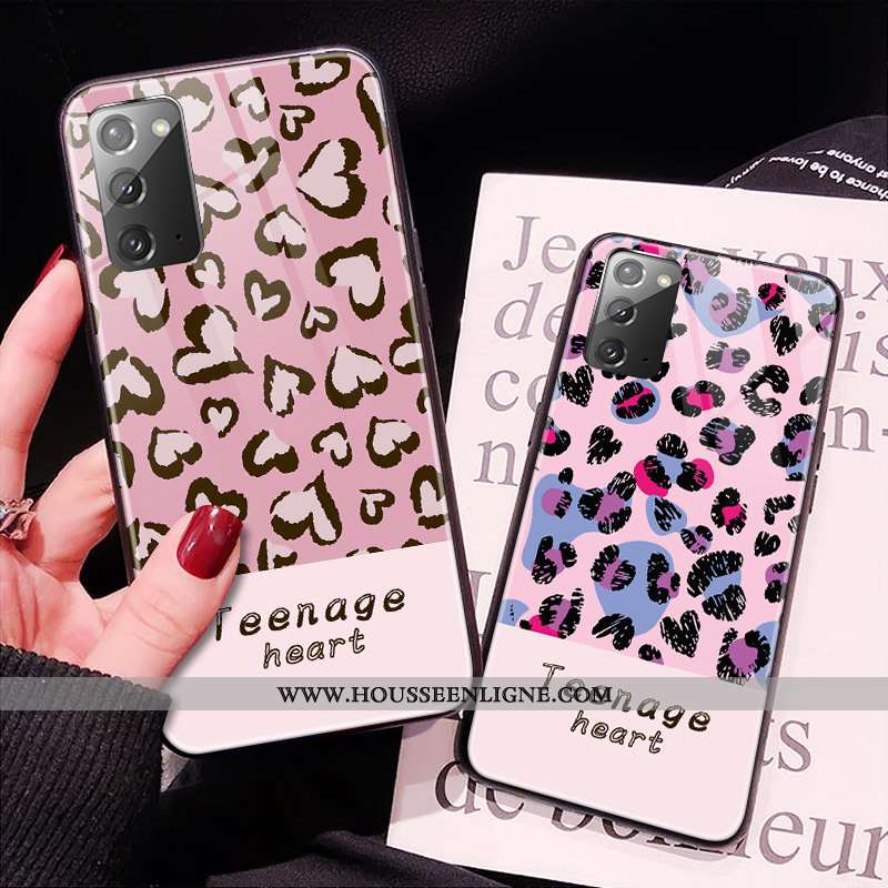 Étui Samsung Galaxy Note20 Tendance Modèle Fleurie Coque Incassable Rose Verre Tout Compris