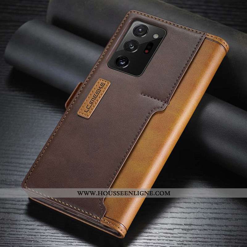 Étui Samsung Galaxy Note20 Ultra Cuir Housse Carte Coque Rouge Téléphone Portable