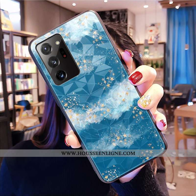 Étui Samsung Galaxy Note20 Ultra Modèle Fleurie Fluide Doux Rose Téléphone Portable Étoile Losange C