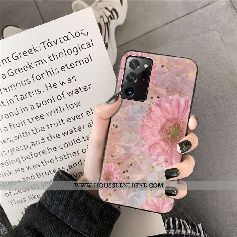 Étui Samsung Galaxy Note20 Ultra Modèle Fleurie Incassable Fleur Étoile Rose Coque Téléphone Portabl