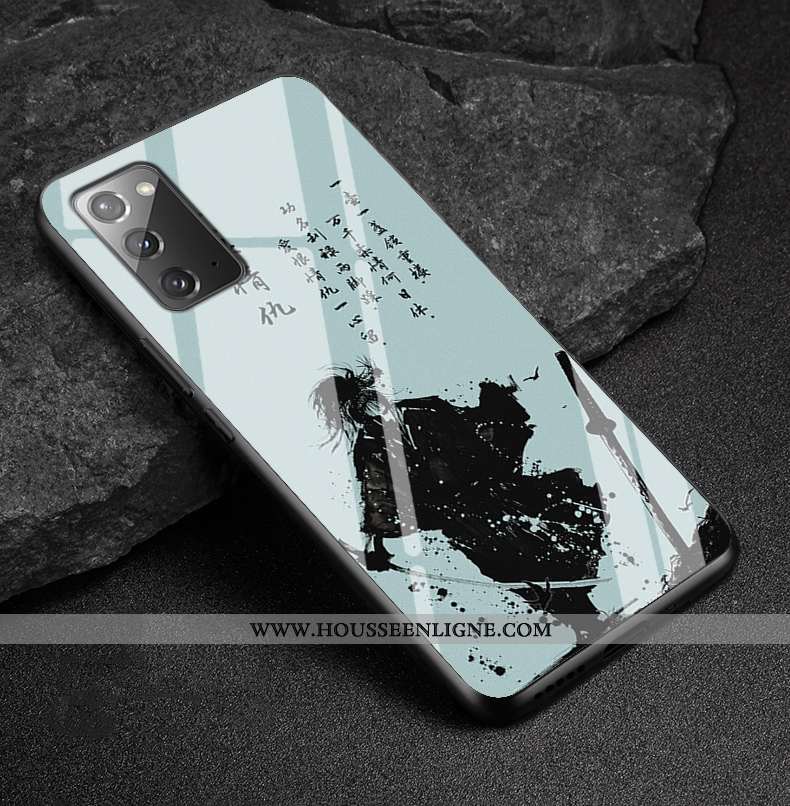 Étui Samsung Galaxy Note20 Verre Personnalité Miroir Style Chinois Incassable Gris Tendance