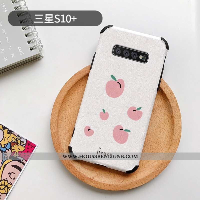 Étui Samsung Galaxy S10+ Charmant Cuir Petit Soie Mulberry Silicone Coque Modèle Fleurie Blanche
