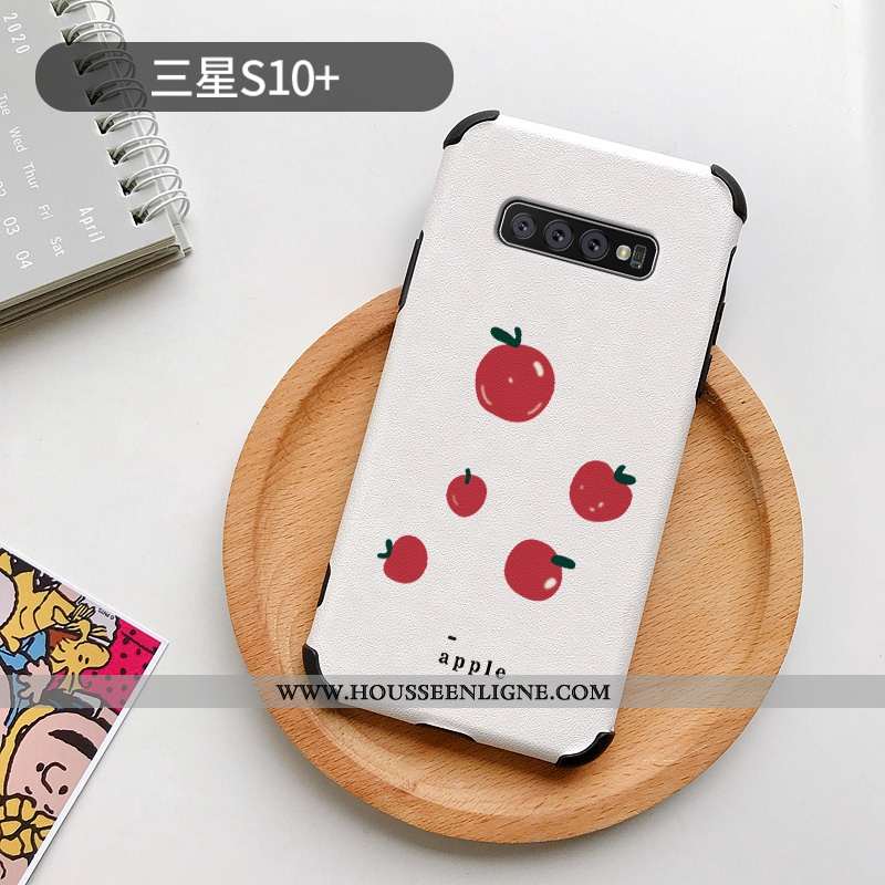 Étui Samsung Galaxy S10+ Charmant Cuir Petit Soie Mulberry Silicone Coque Modèle Fleurie Blanche