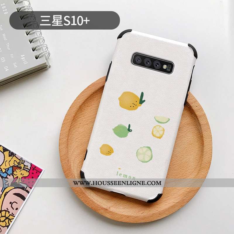 Étui Samsung Galaxy S10+ Charmant Cuir Petit Soie Mulberry Silicone Coque Modèle Fleurie Blanche