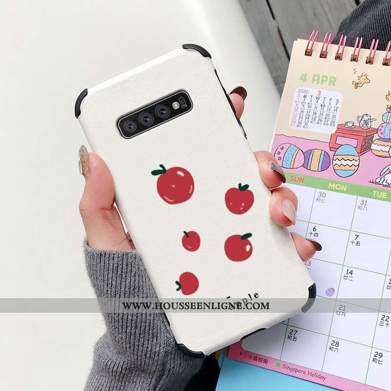 Étui Samsung Galaxy S10+ Charmant Cuir Petit Soie Mulberry Silicone Coque Modèle Fleurie Blanche