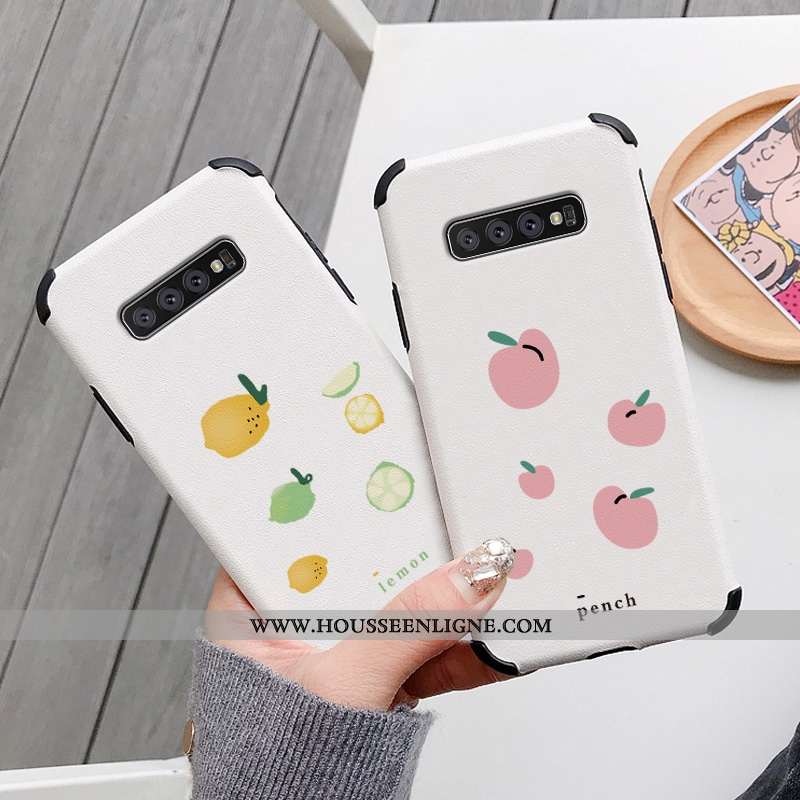 Étui Samsung Galaxy S10+ Charmant Cuir Petit Soie Mulberry Silicone Coque Modèle Fleurie Blanche