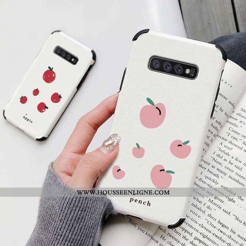 Étui Samsung Galaxy S10+ Charmant Cuir Petit Soie Mulberry Silicone Coque Modèle Fleurie Blanche