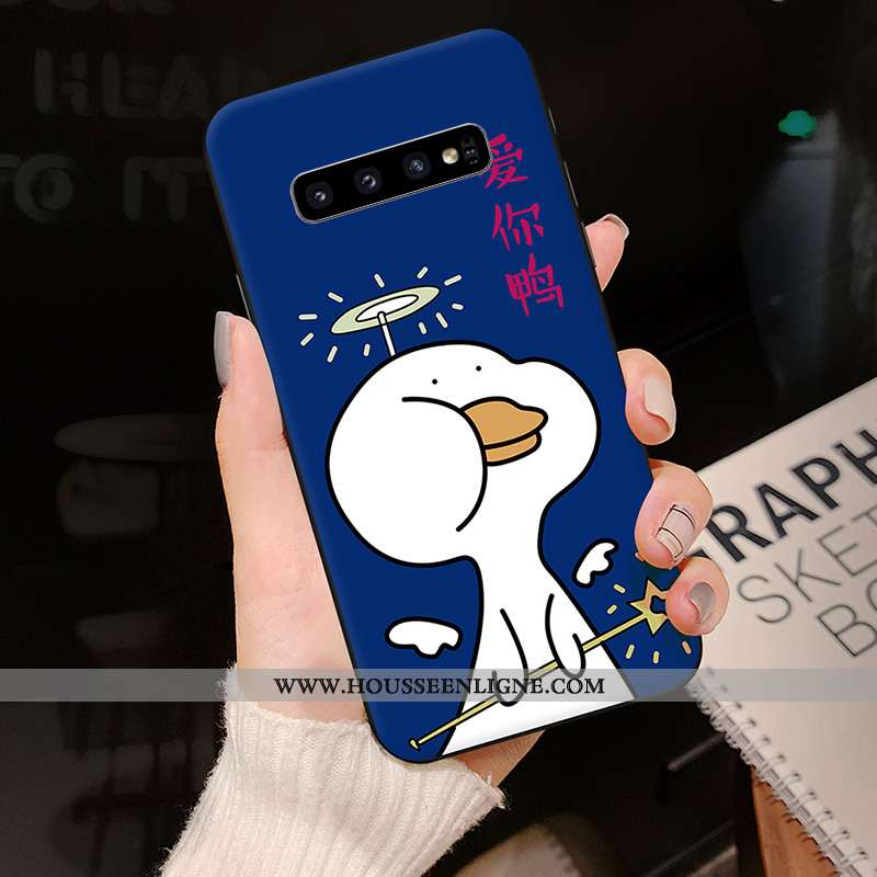 Étui Samsung Galaxy S10 Créatif Dessin Animé Tendance Coque Silicone Bleu Marin Bleu Foncé