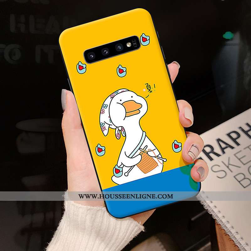 Étui Samsung Galaxy S10 Créatif Dessin Animé Tendance Coque Silicone Bleu Marin Bleu Foncé