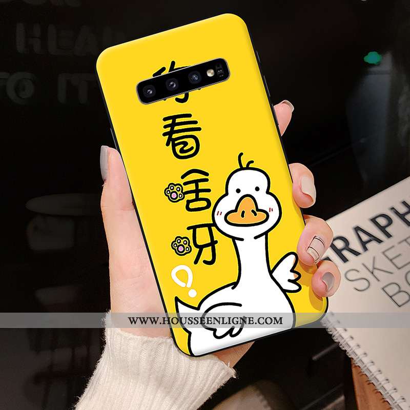 Étui Samsung Galaxy S10 Créatif Dessin Animé Tendance Coque Silicone Bleu Marin Bleu Foncé