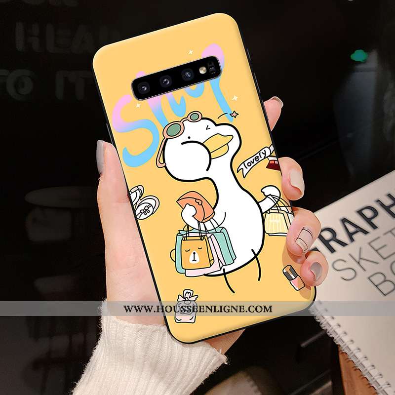 Étui Samsung Galaxy S10 Créatif Dessin Animé Tendance Coque Silicone Bleu Marin Bleu Foncé