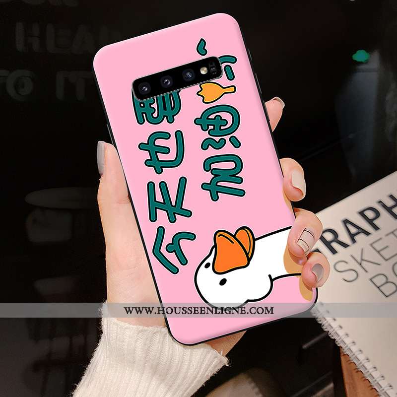 Étui Samsung Galaxy S10 Créatif Dessin Animé Tendance Coque Silicone Bleu Marin Bleu Foncé