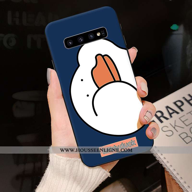 Étui Samsung Galaxy S10 Créatif Dessin Animé Tendance Coque Silicone Bleu Marin Bleu Foncé