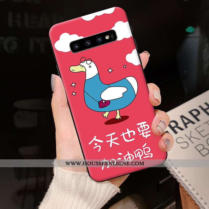 Étui Samsung Galaxy S10 Créatif Dessin Animé Tendance Coque Silicone Bleu Marin Bleu Foncé
