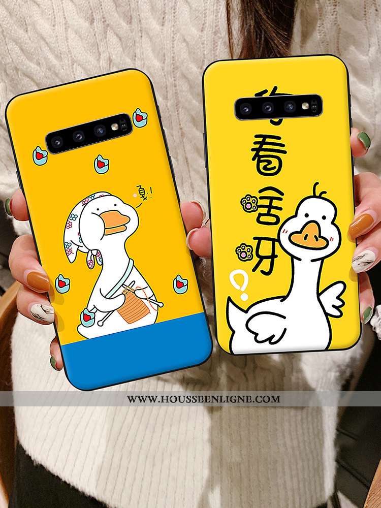 Étui Samsung Galaxy S10 Créatif Dessin Animé Tendance Coque Silicone Bleu Marin Bleu Foncé