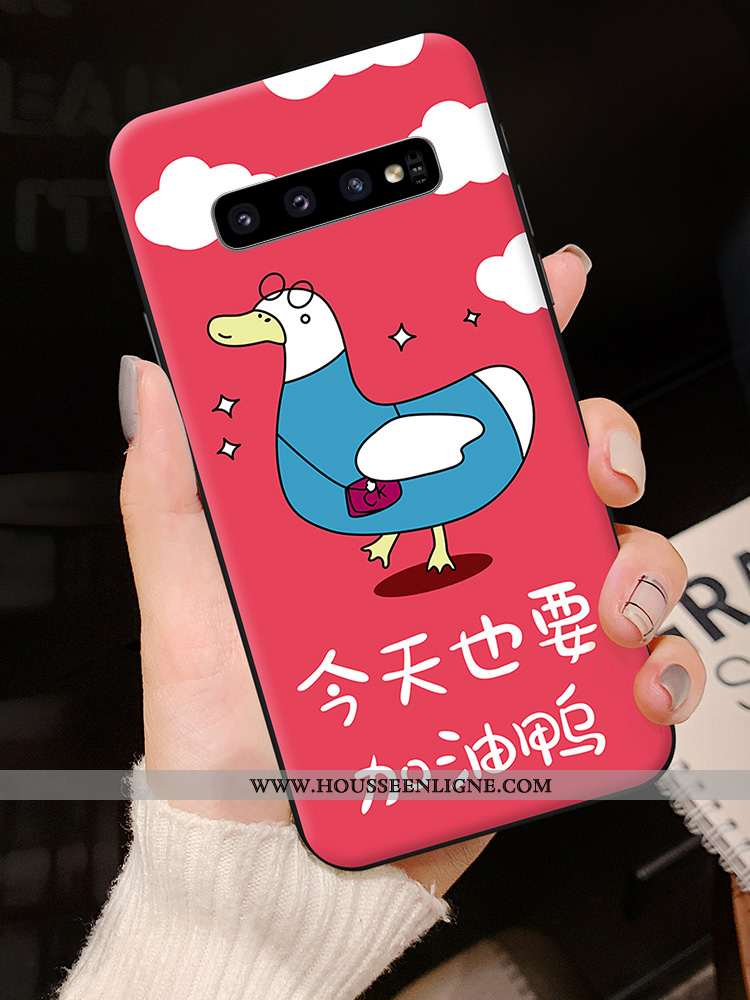 Étui Samsung Galaxy S10 Créatif Dessin Animé Tendance Coque Silicone Bleu Marin Bleu Foncé