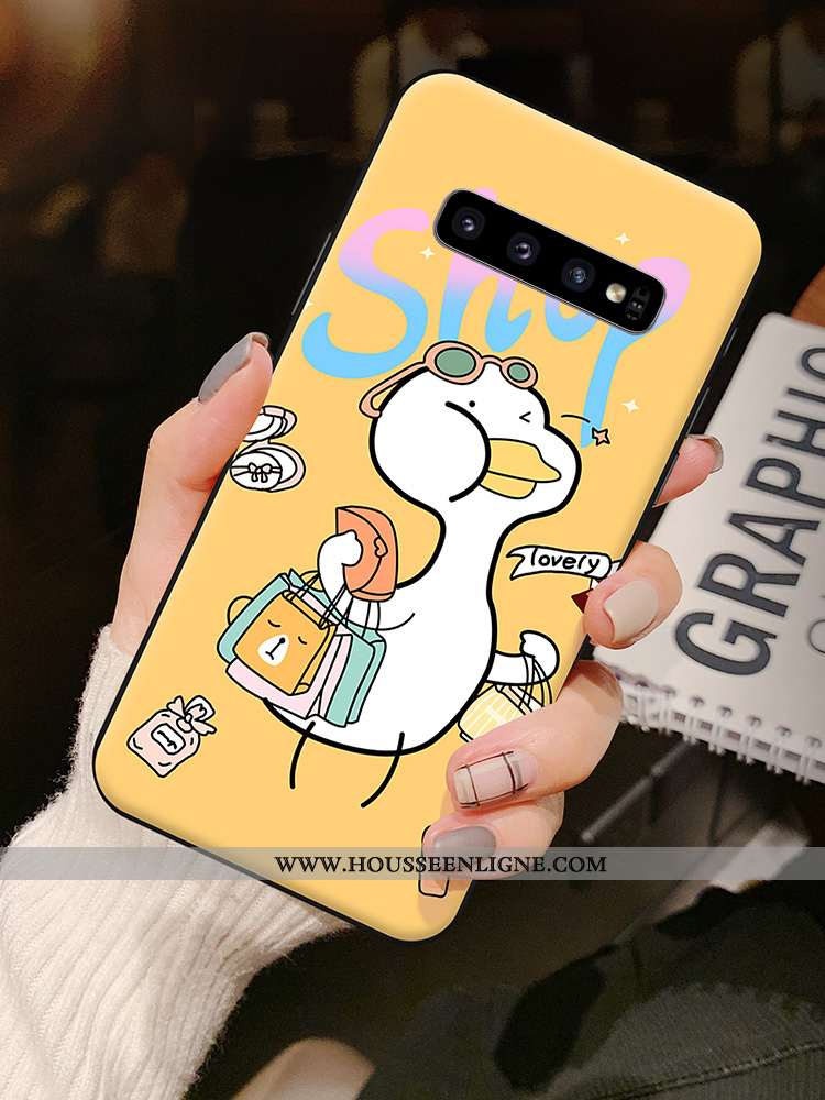 Étui Samsung Galaxy S10 Créatif Dessin Animé Tendance Coque Silicone Bleu Marin Bleu Foncé