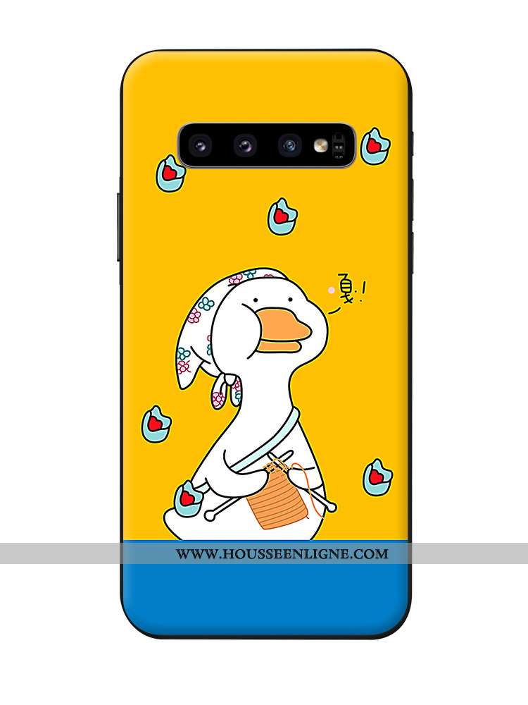 Étui Samsung Galaxy S10 Créatif Dessin Animé Tendance Coque Silicone Bleu Marin Bleu Foncé