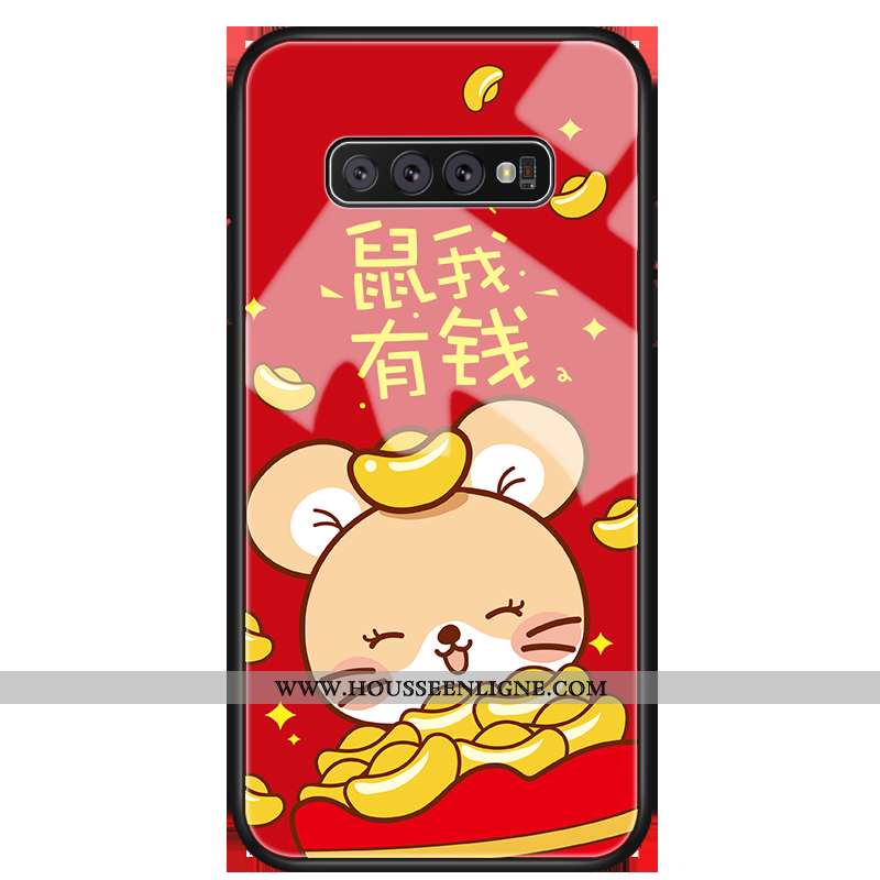 Étui Samsung Galaxy S10 Créatif Tendance Coque Protection Net Rouge Incassable Téléphone Portable