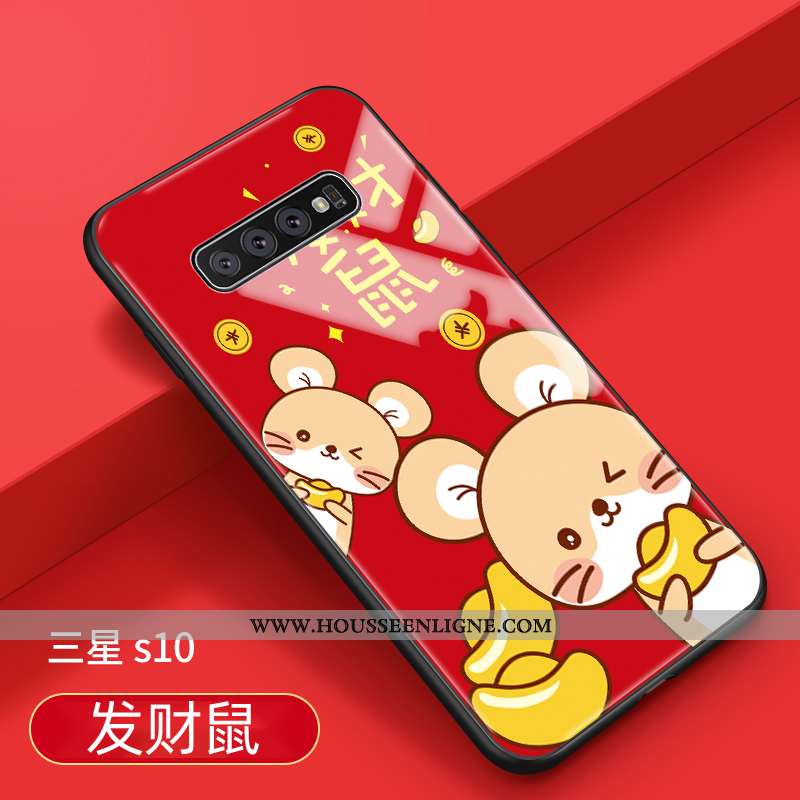Étui Samsung Galaxy S10 Créatif Tendance Coque Protection Net Rouge Incassable Téléphone Portable