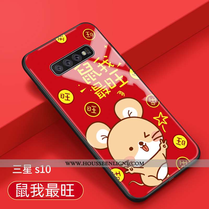 Étui Samsung Galaxy S10 Créatif Tendance Coque Protection Net Rouge Incassable Téléphone Portable