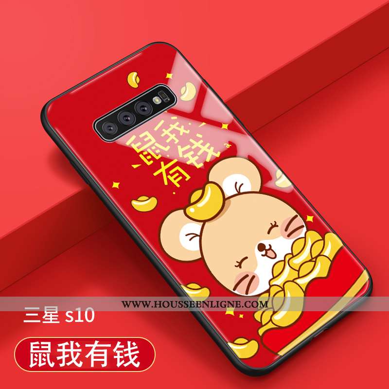 Étui Samsung Galaxy S10 Créatif Tendance Coque Protection Net Rouge Incassable Téléphone Portable