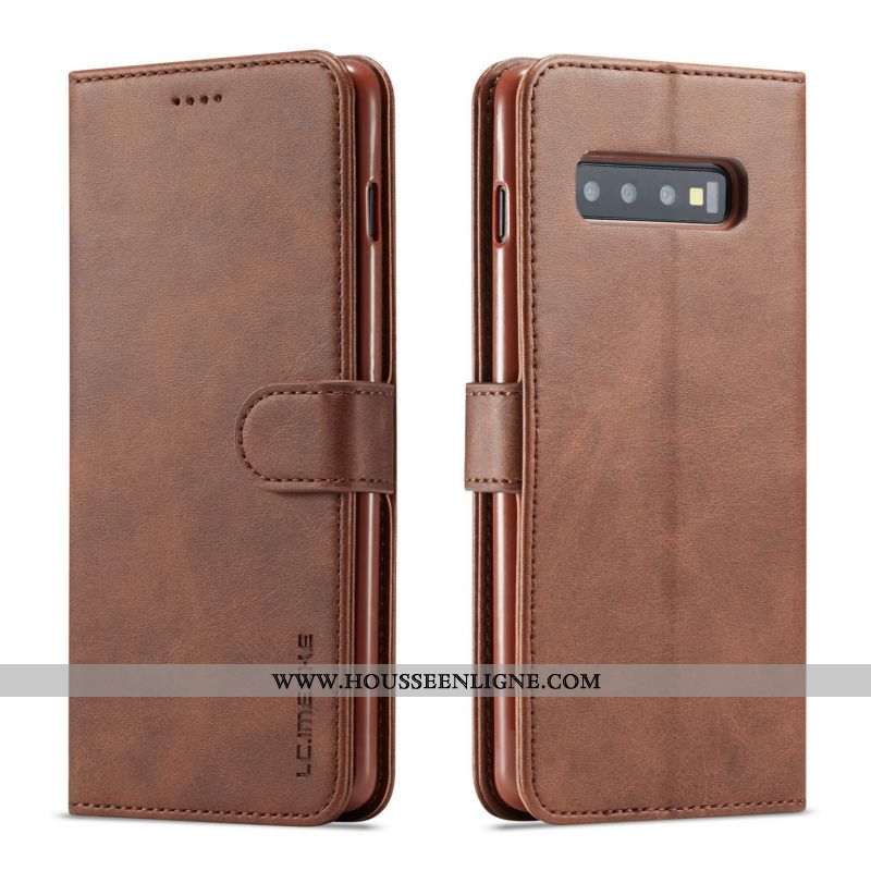Étui Samsung Galaxy S10+ Cuir Silicone Protection Housse Coque Marron
