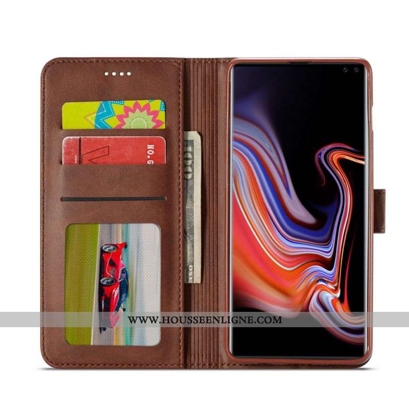 Étui Samsung Galaxy S10+ Cuir Silicone Protection Housse Coque Marron