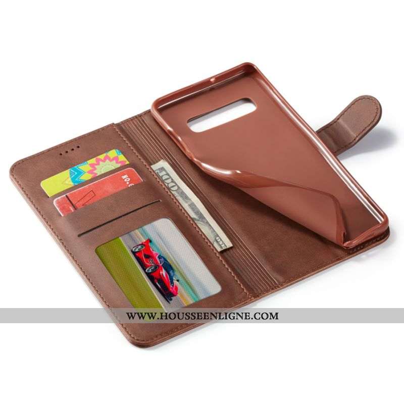 Étui Samsung Galaxy S10+ Cuir Silicone Protection Housse Coque Marron