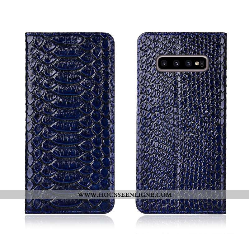 Étui Samsung Galaxy S10 Cuir Véritable Cuir Incassable Étoile Noir Nouveau